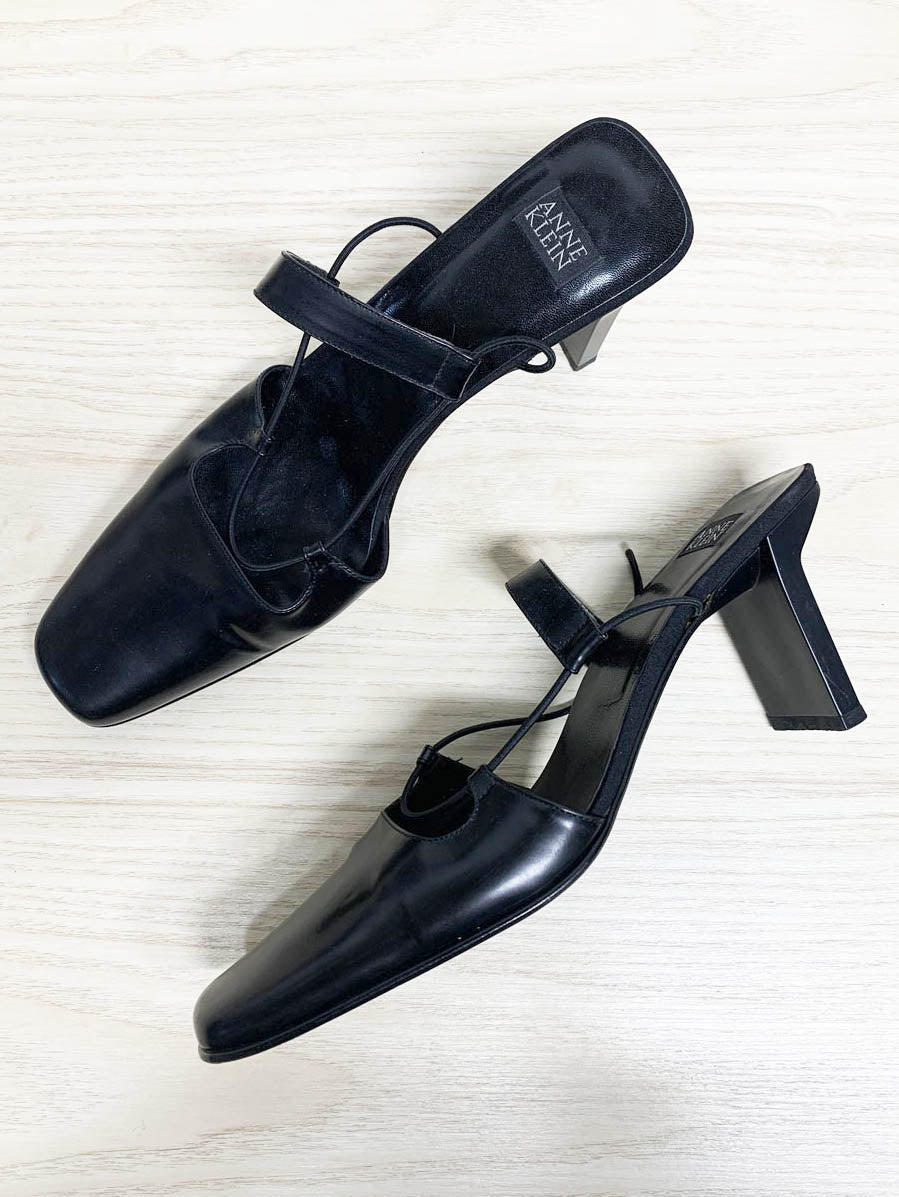 vintage 00s anne klein patent leather slingback heeled mule | made in italy - good market thrift store