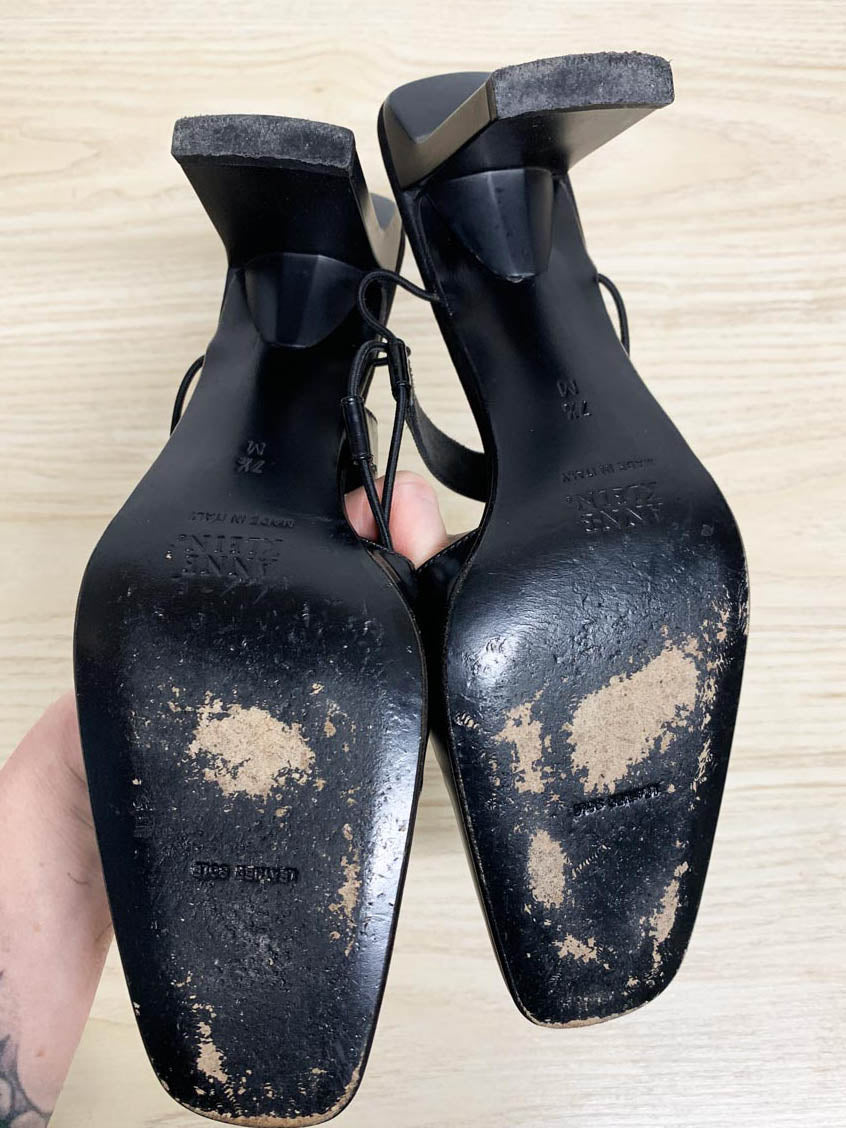 vintage 00s anne klein patent leather slingback heeled mule | made in italy - good market thrift store