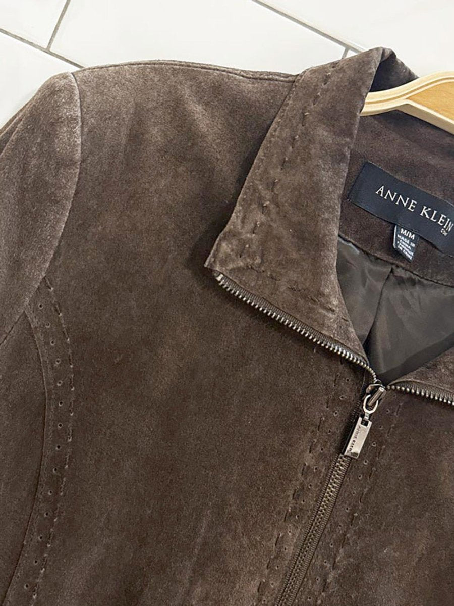 vintage 00s anne klein suede full zip jacket | leather - good market thrift store