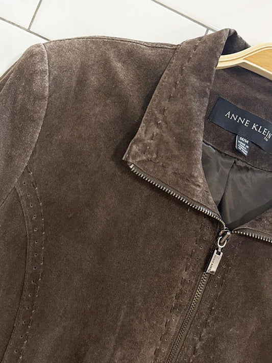 vintage 00s anne klein suede full zip jacket | leather - good market thrift store