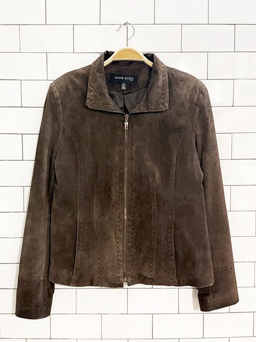 vintage 00s anne klein suede full zip jacket | leather - good market thrift store