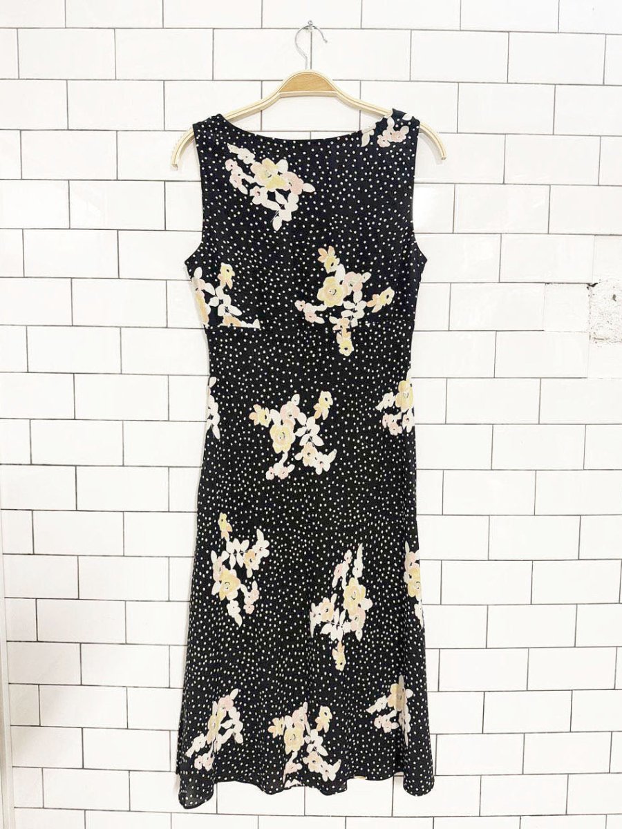 vintage 00s banana republic 100% silk floral polka dot midi dress - good market thrift store