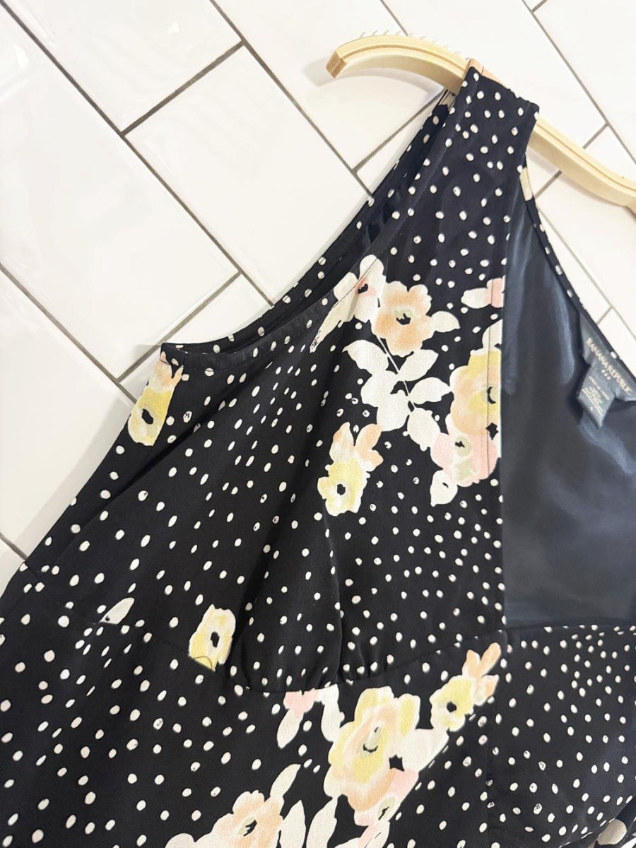 vintage 00s banana republic 100% silk floral polka dot midi dress - good market thrift store