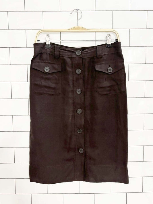vintage 00s banana republic linen - silk blend cargo knee - length skirt - good market thrift store