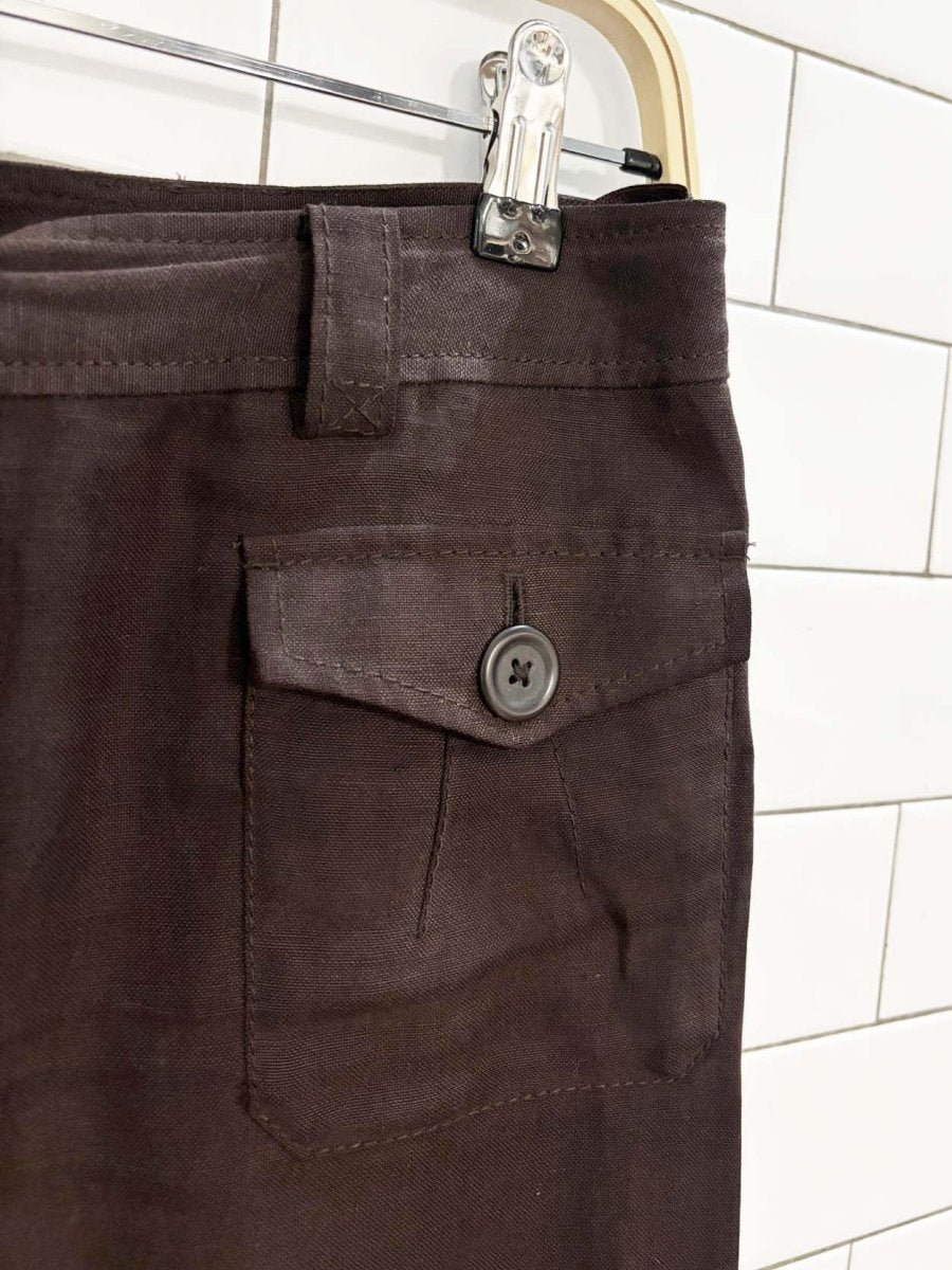 vintage 00s banana republic linen - silk blend cargo knee - length skirt - good market thrift store