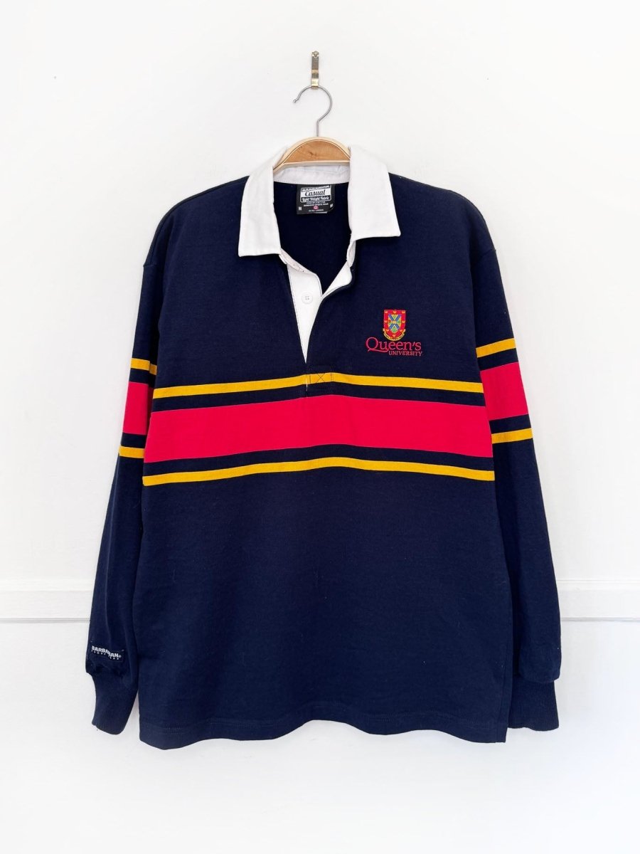 vintage 00s barbarian x queens university rugby long sleeve shirt - good market thrift store