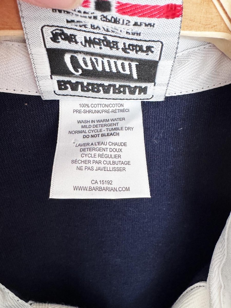 vintage 00s barbarian x queens university rugby long sleeve shirt - good market thrift store