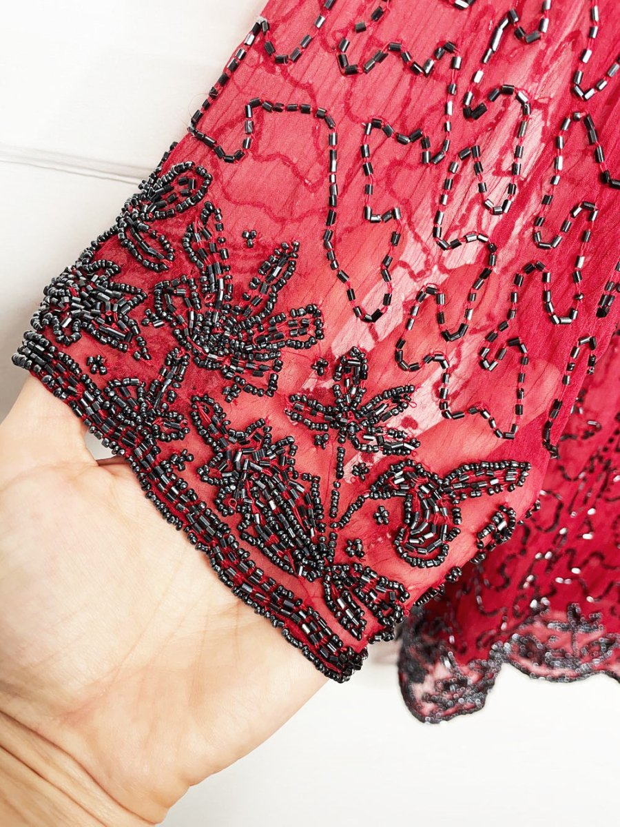 vintage 00s beaded chiffon jacket | made in India - good market thrift store