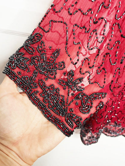 vintage 00s beaded chiffon jacket | made in India - good market thrift store