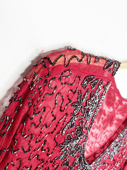 vintage 00s beaded chiffon jacket | made in India - good market thrift store