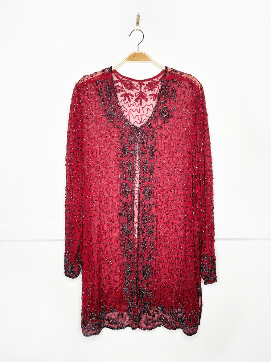 vintage 00s beaded chiffon jacket | made in India - good market thrift store