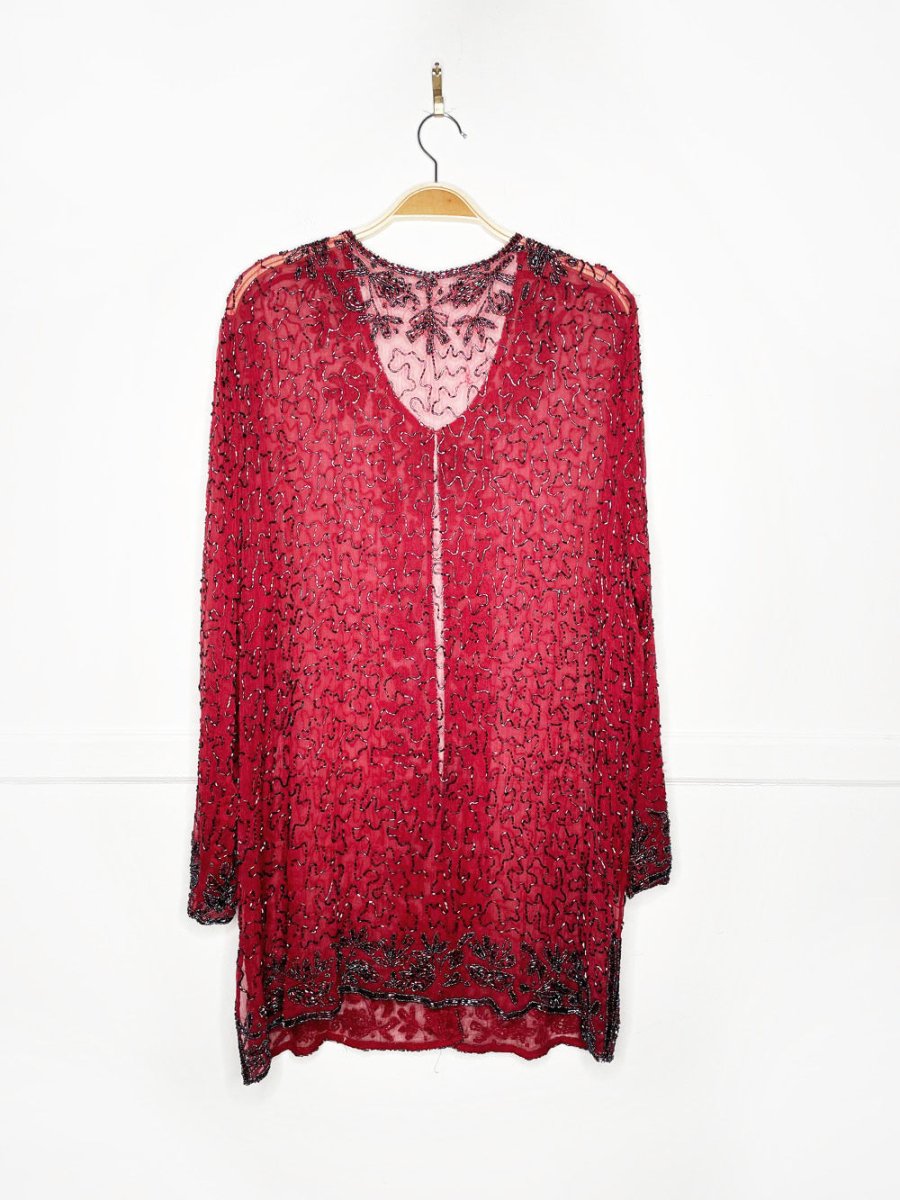 vintage 00s beaded chiffon jacket | made in India - good market thrift store