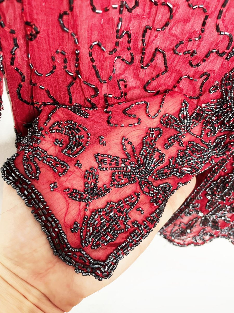 vintage 00s beaded chiffon jacket | made in India - good market thrift store