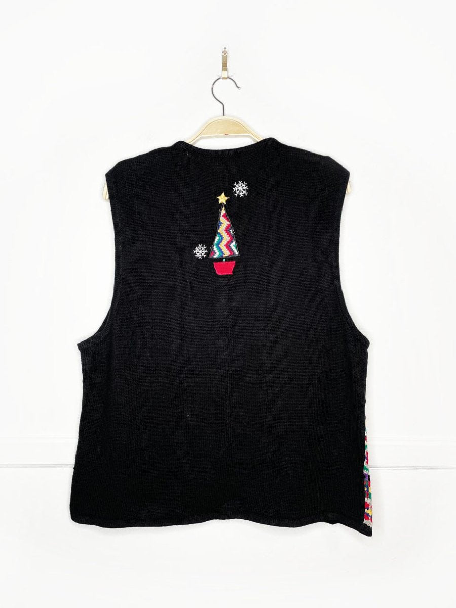 vintage 00s bechamel sweater trees holiday knit vest - good market thrift store