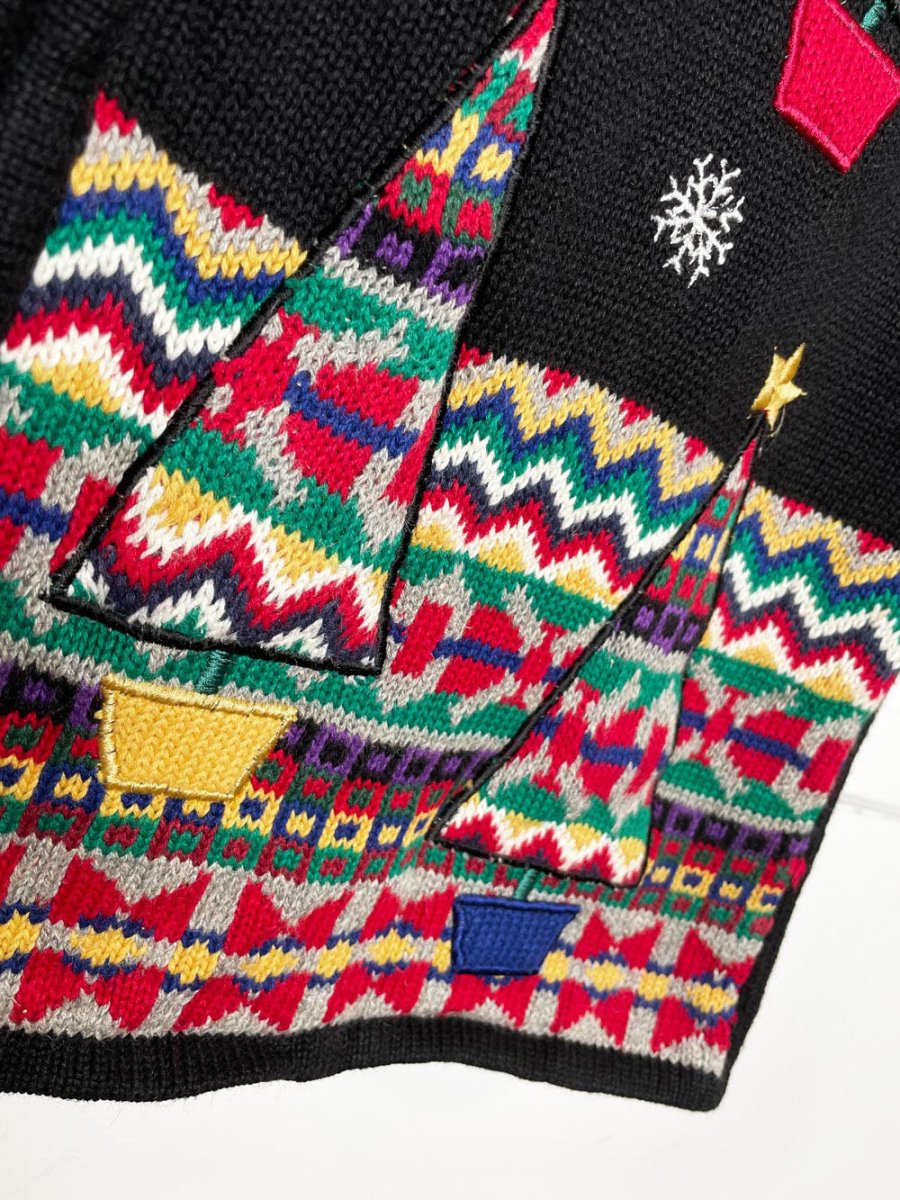 vintage 00s bechamel sweater trees holiday knit vest - good market thrift store