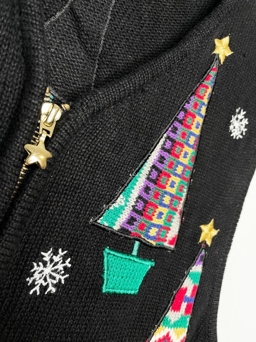 vintage 00s bechamel sweater trees holiday knit vest - good market thrift store