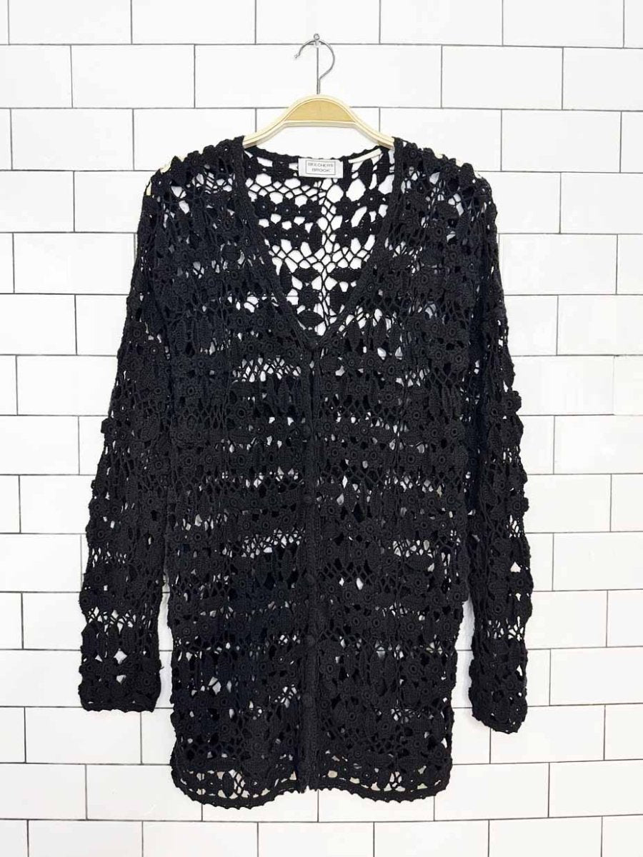 vintage 00s beechers brook flower crochet knit cardigan top - good market thrift store