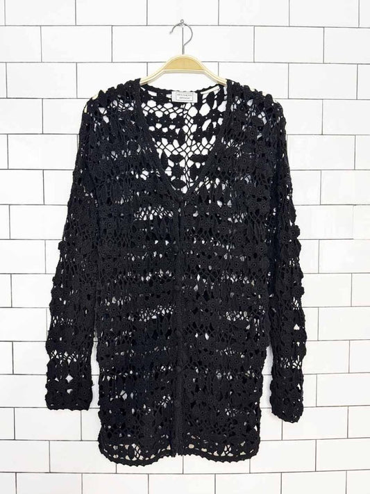 vintage 00s beechers brook flower crochet knit cardigan top - good market thrift store