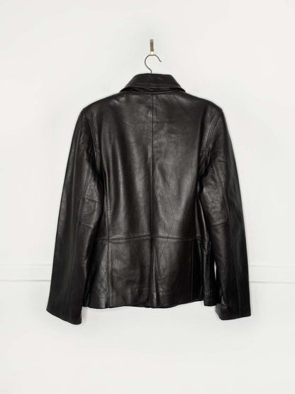 vintage 00s bill blass minimal zip leather jacket | made in India - good market thrift store