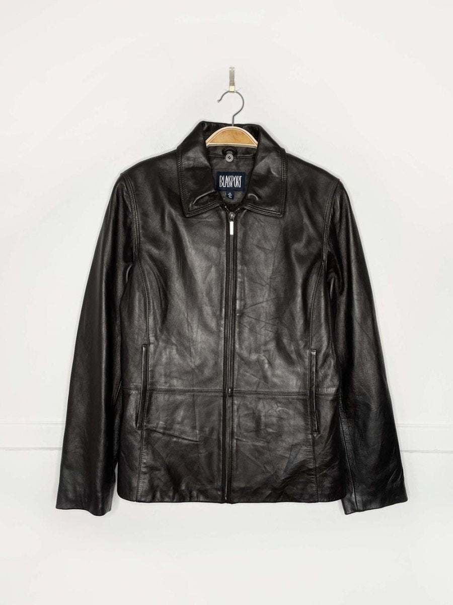 vintage 00s bill blass minimal zip leather jacket | made in India - good market thrift store