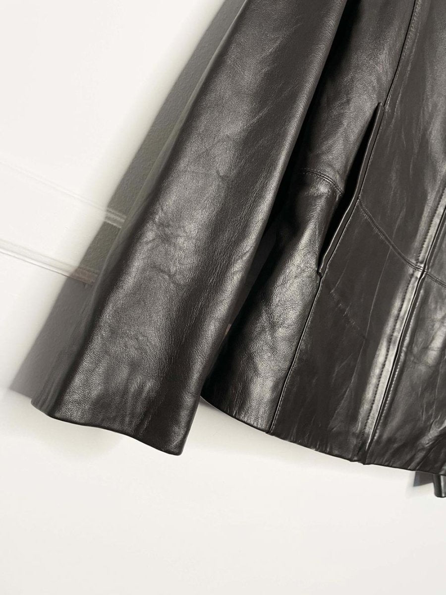 vintage 00s bill blass minimal zip leather jacket | made in India - good market thrift store