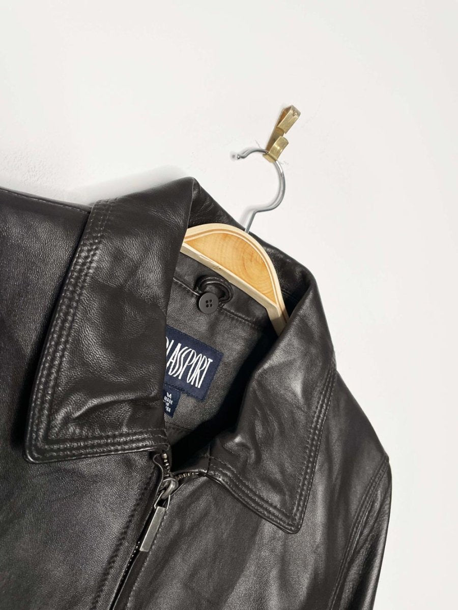 vintage 00s bill blass minimal zip leather jacket | made in India - good market thrift store