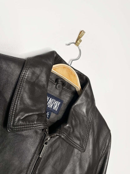 vintage 00s bill blass minimal zip leather jacket | made in India - good market thrift store