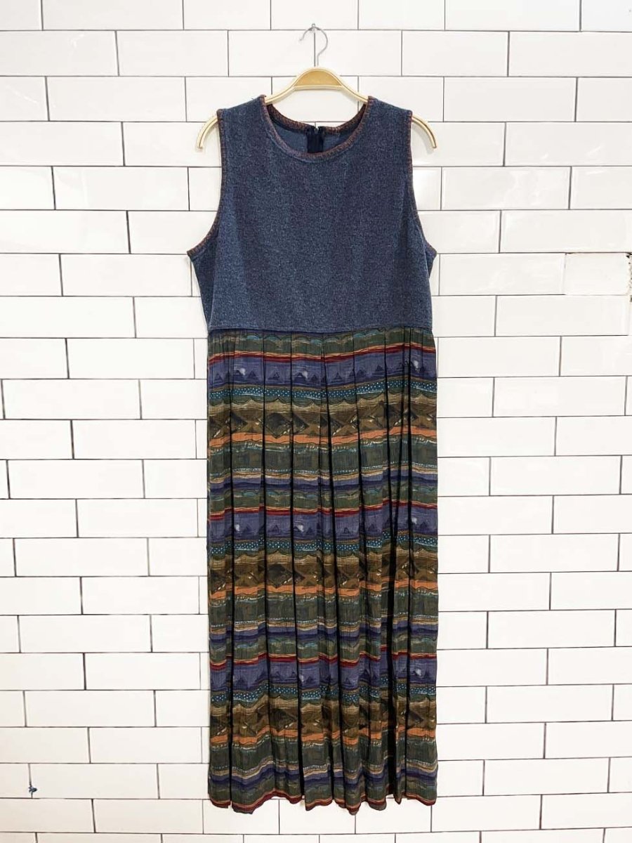vintage 00s blanket stitch edge knit top flowy maxi dress - good market thrift store