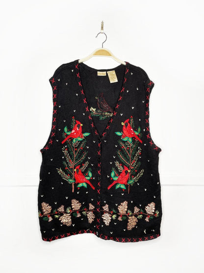 vintage 00s bobbie brooks winter cardinal whipstitch knit vest - good market thrift store