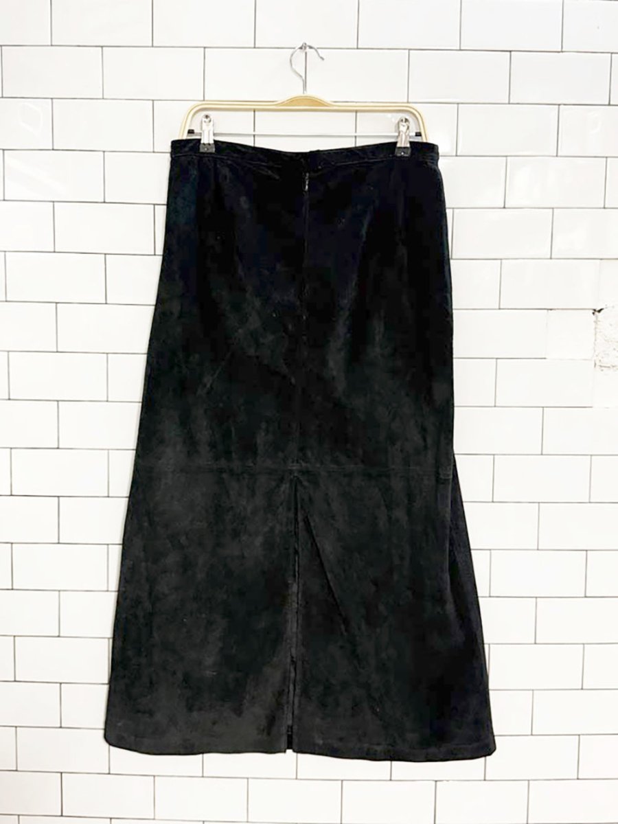 vintage 00s brandon thomas suede leather maxi skirt - good market thrift store