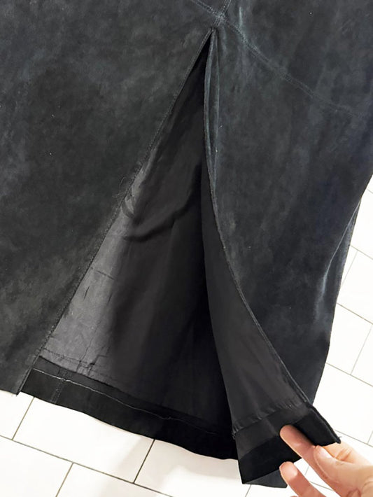 vintage 00s brandon thomas suede leather maxi skirt - good market thrift store
