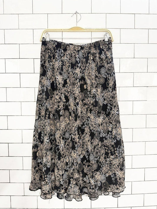 vintage 00s briggs new york floral flowy midi skirt - good market thrift store