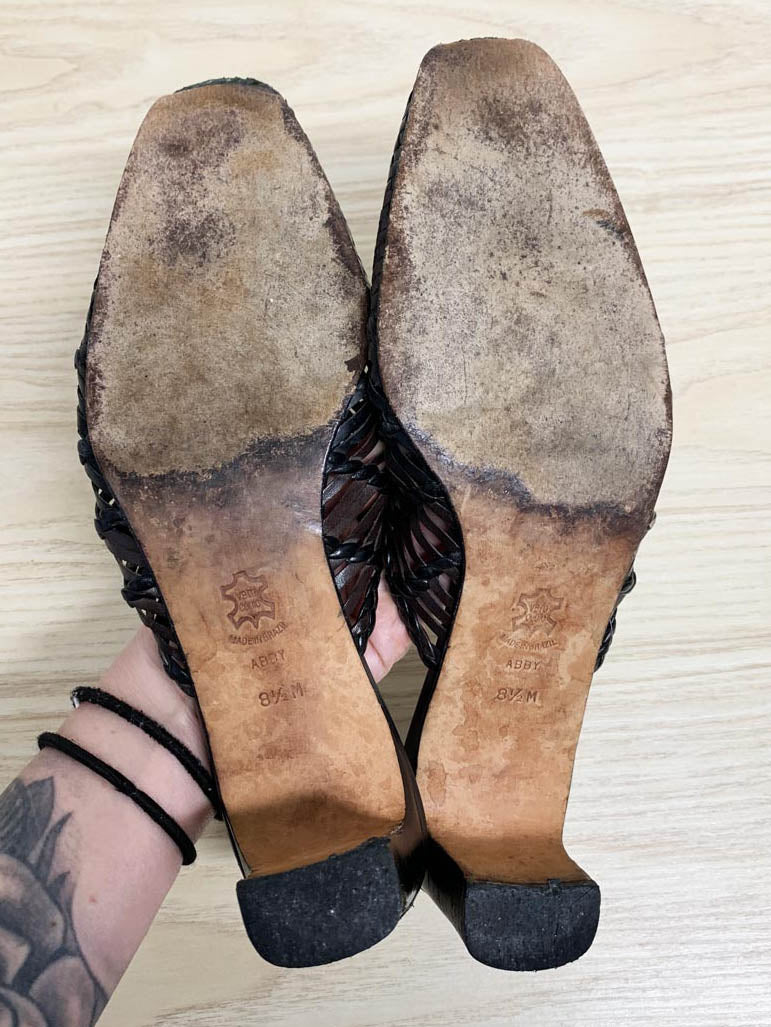 vintage 00s brighton woven leather mules | made in brazil - good market thrift store