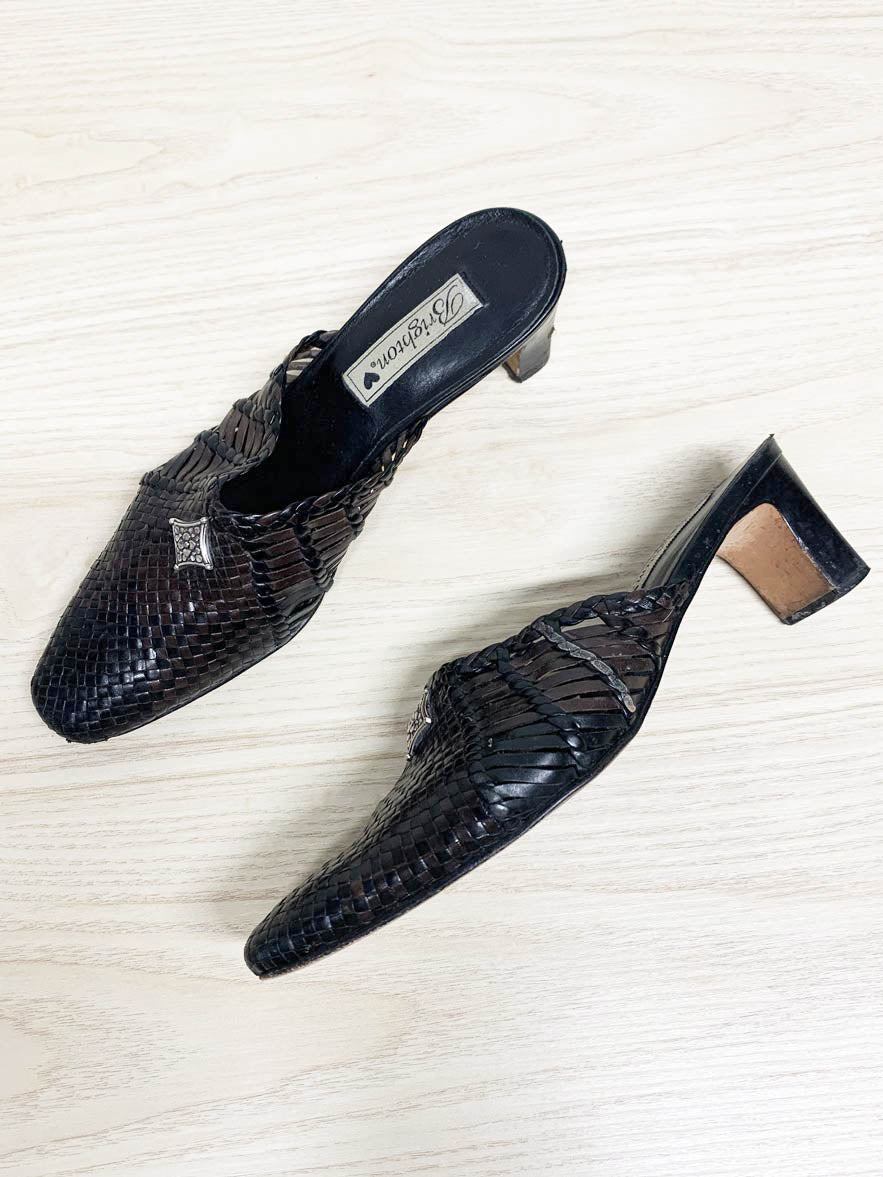 vintage 00s brighton woven leather mules | made in brazil - good market thrift store