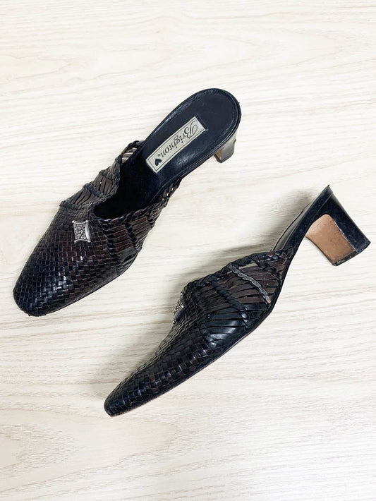 vintage 00s brighton woven leather mules | made in brazil - good market thrift store