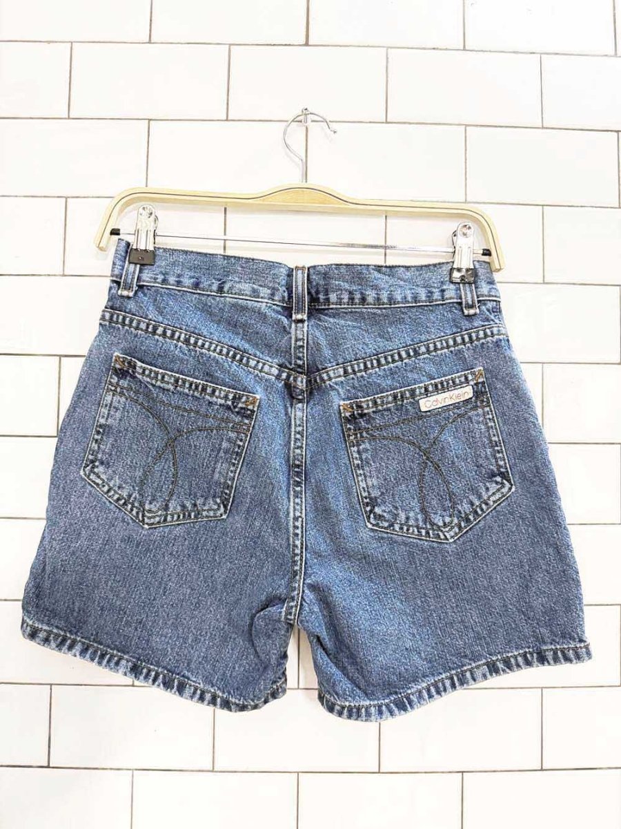 vintage 00s calvin klein mid - rise denim shorts - good market thrift store