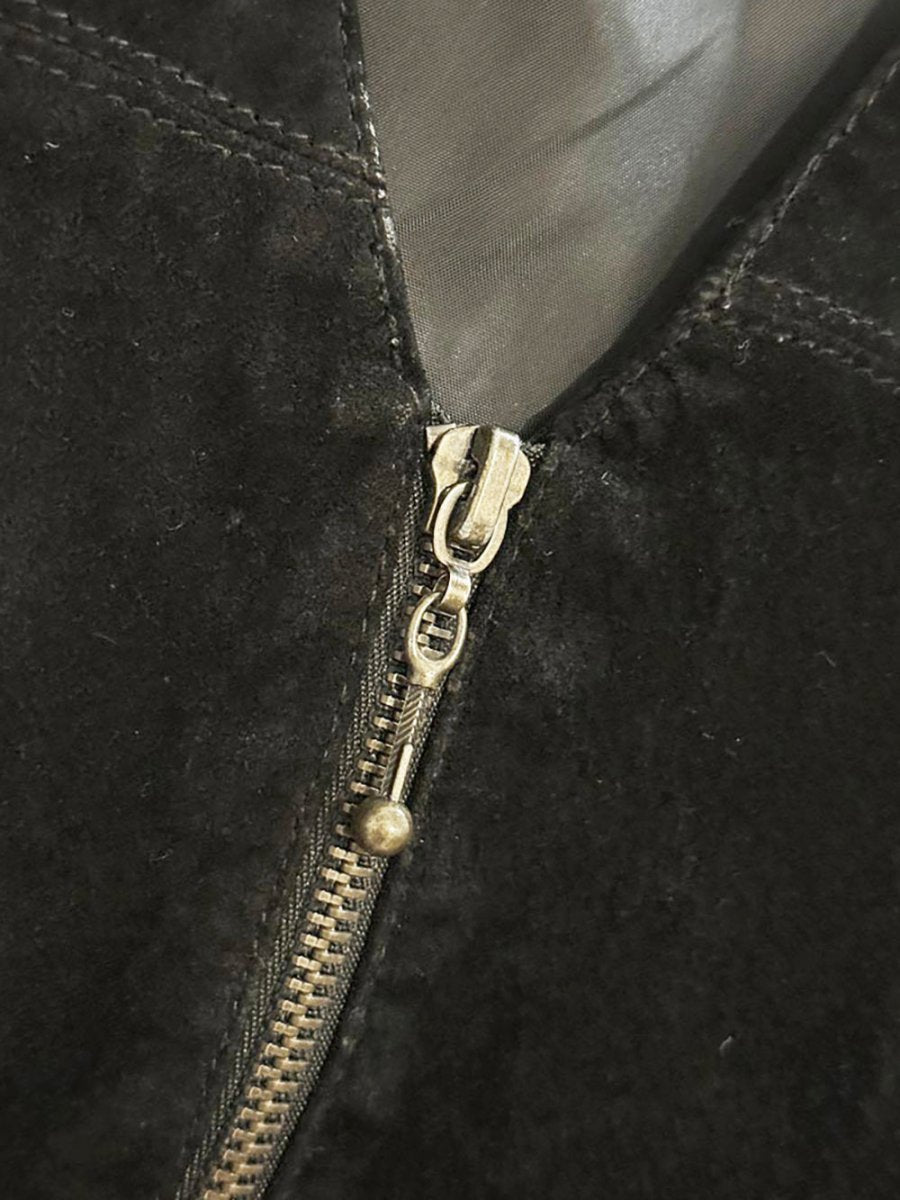 vintage 00s career elements suede full zip leather vest - good market thrift store