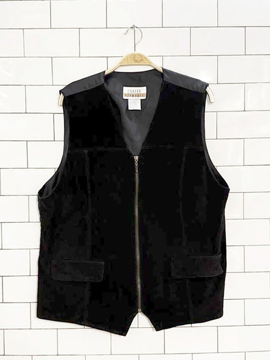 vintage 00s career elements suede full zip leather vest - good market thrift store