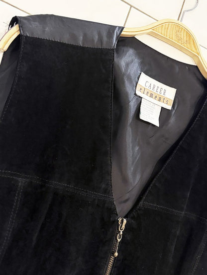 vintage 00s career elements suede full zip leather vest - good market thrift store