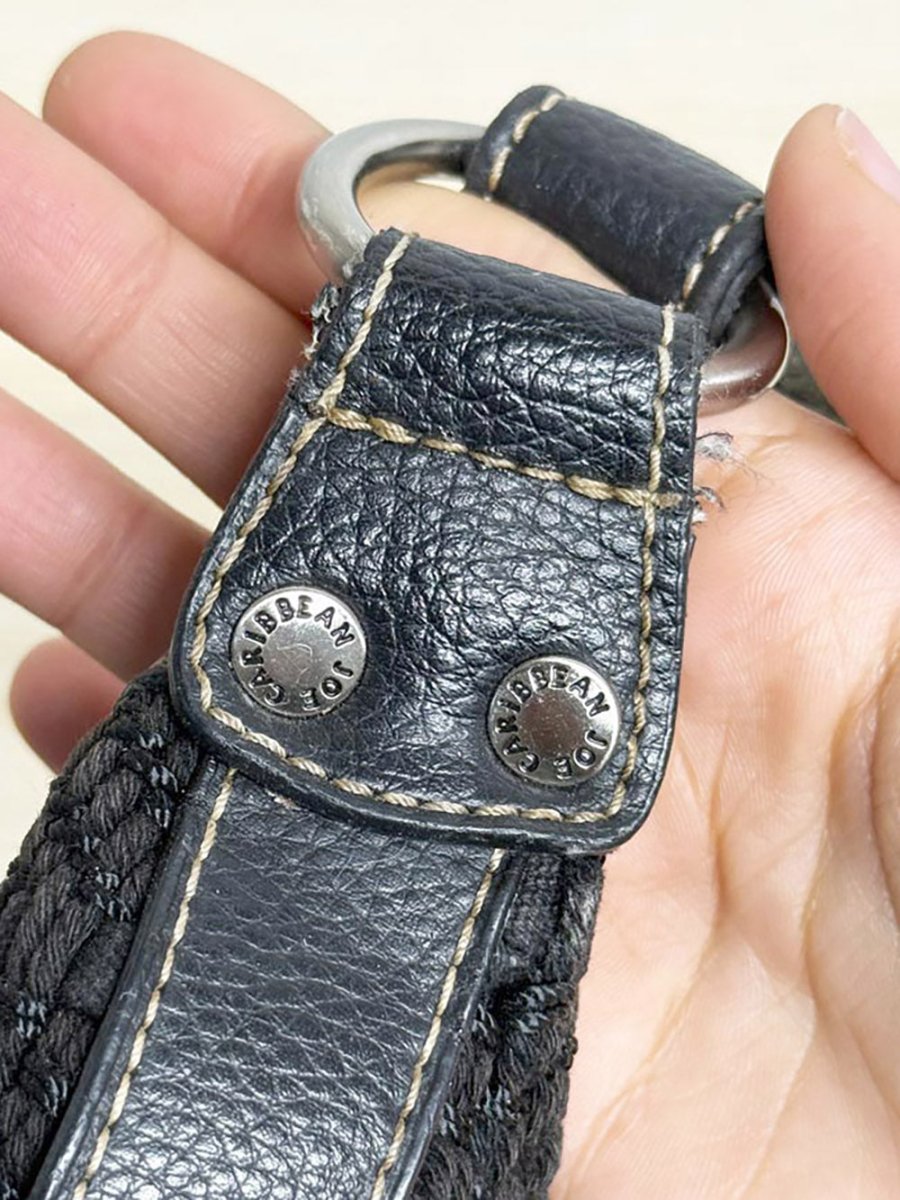 vintage 00s caribbean joe leather strap woven shoulder bag - good market thrift store