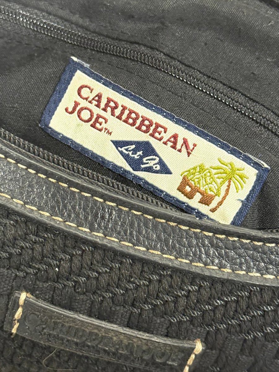 vintage 00s caribbean joe leather strap woven shoulder bag - good market thrift store