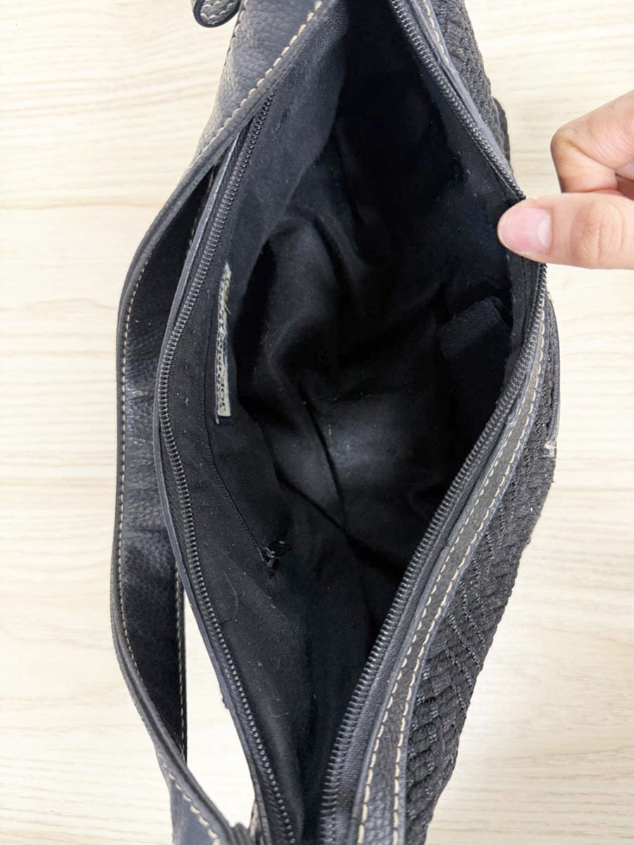 vintage 00s caribbean joe leather strap woven shoulder bag - good market thrift store