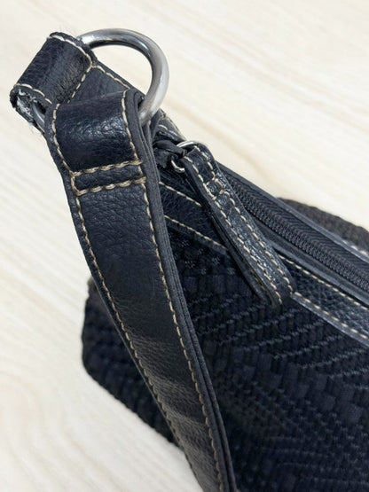 vintage 00s caribbean joe leather strap woven shoulder bag - good market thrift store