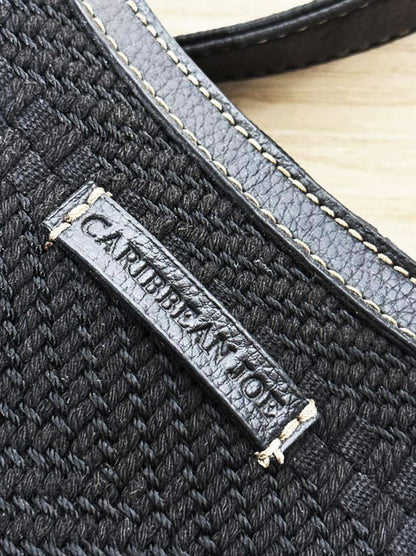 vintage 00s caribbean joe leather strap woven shoulder bag - good market thrift store