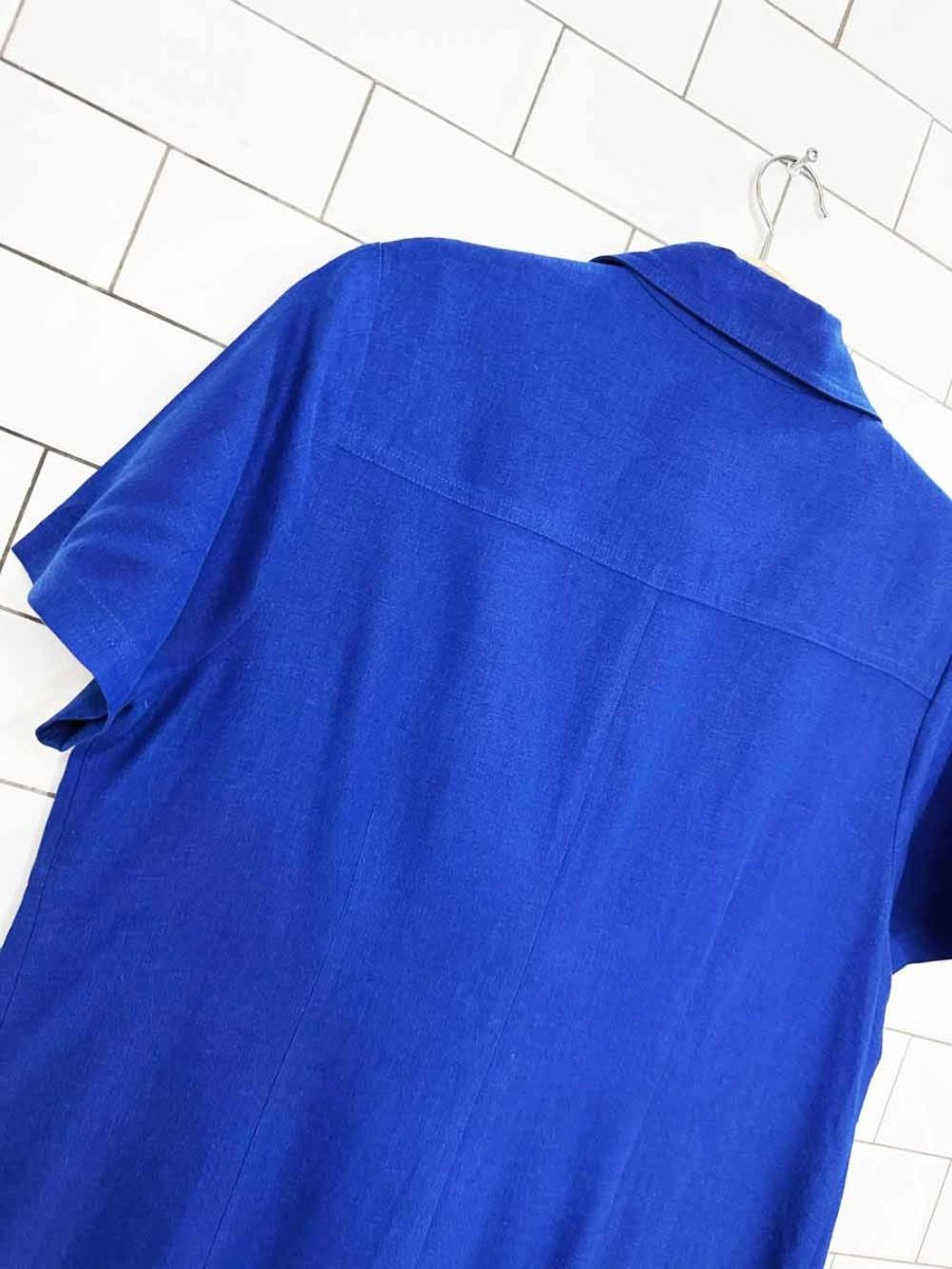 vintage 00s carolina colours linen-blend full button shirt maxi dress - good market thrift store