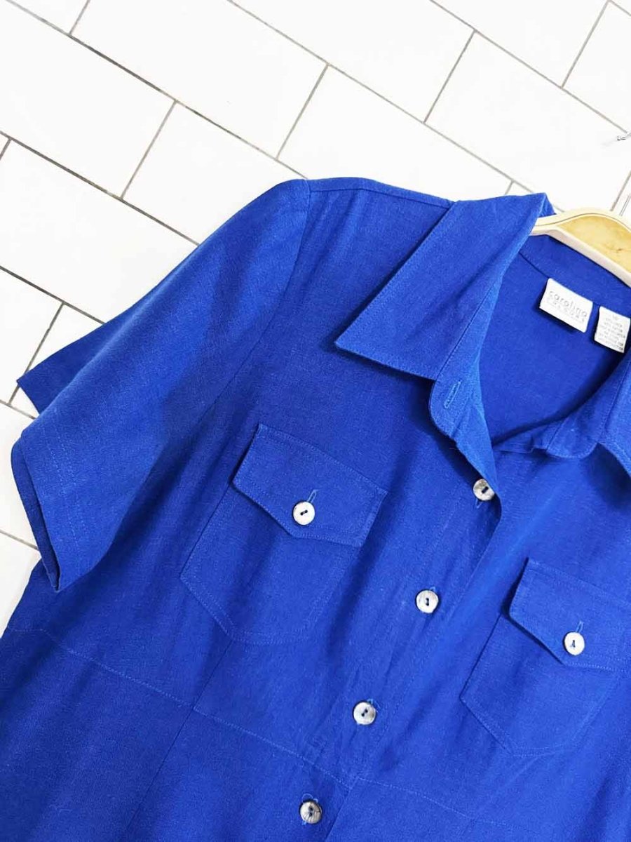 vintage 00s carolina colours linen-blend full button shirt maxi dress - good market thrift store