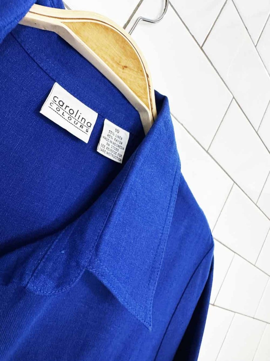 vintage 00s carolina colours linen-blend full button shirt maxi dress - good market thrift store