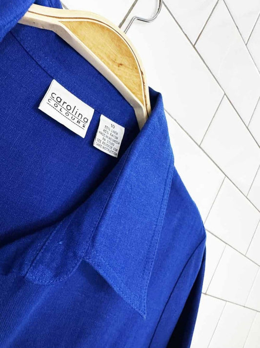 vintage 00s carolina colours linen-blend full button shirt maxi dress - good market thrift store