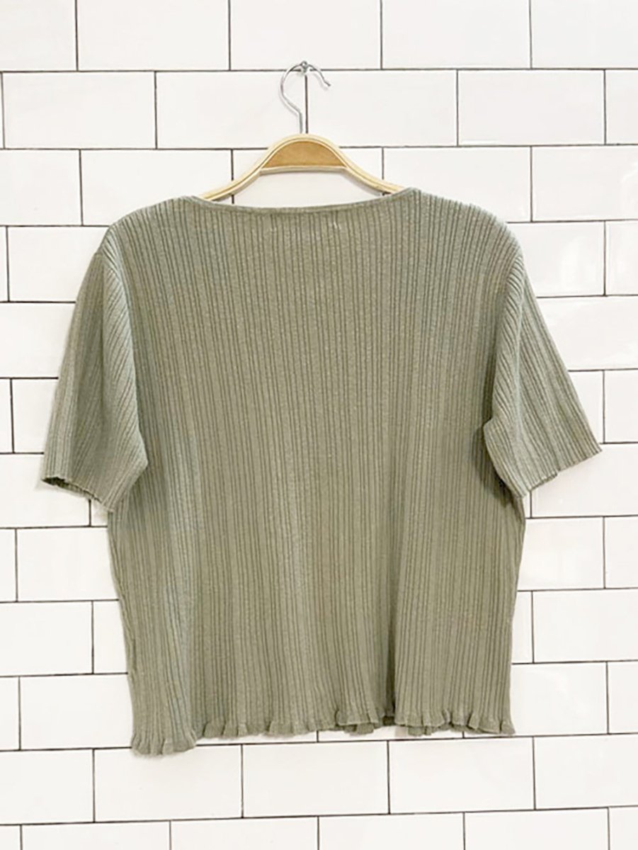 vintage 00s carolyn taylor ribbed lettuce hem knit tee - good market thrift store