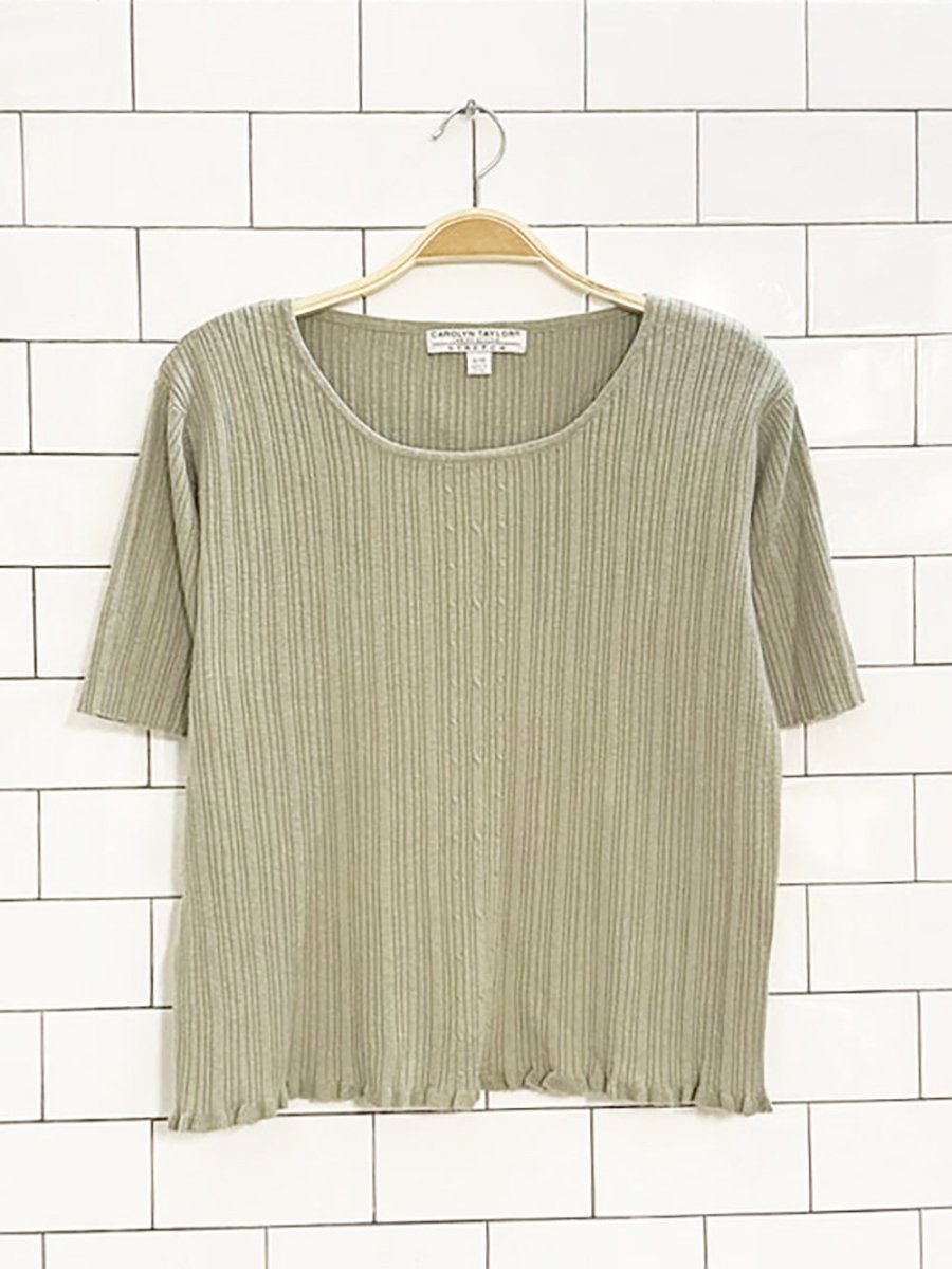 vintage 00s carolyn taylor ribbed lettuce hem knit tee - good market thrift store